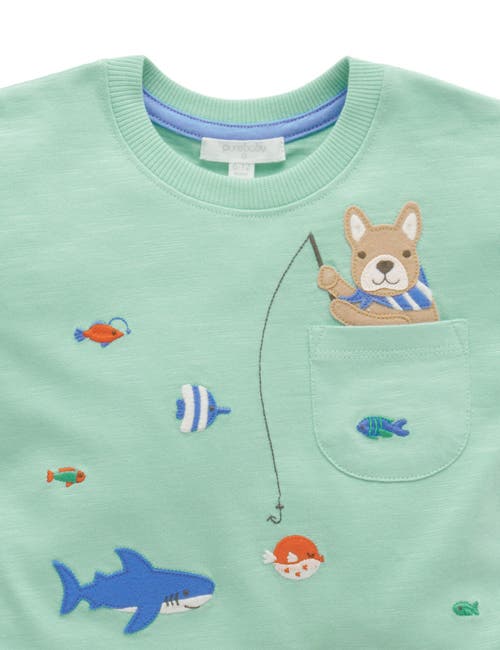 Purebaby Catching A Shark Tee & Short Set In Green
