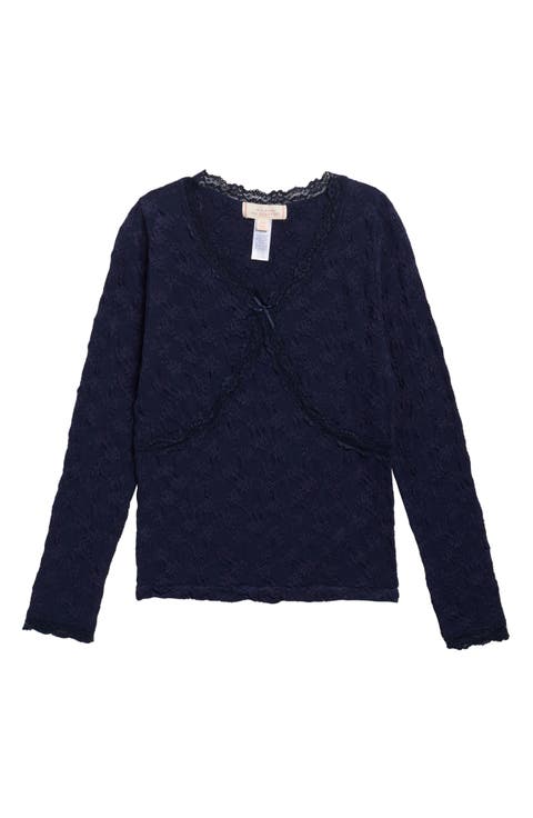 LS SEAMLESS LACE TRIM TOP