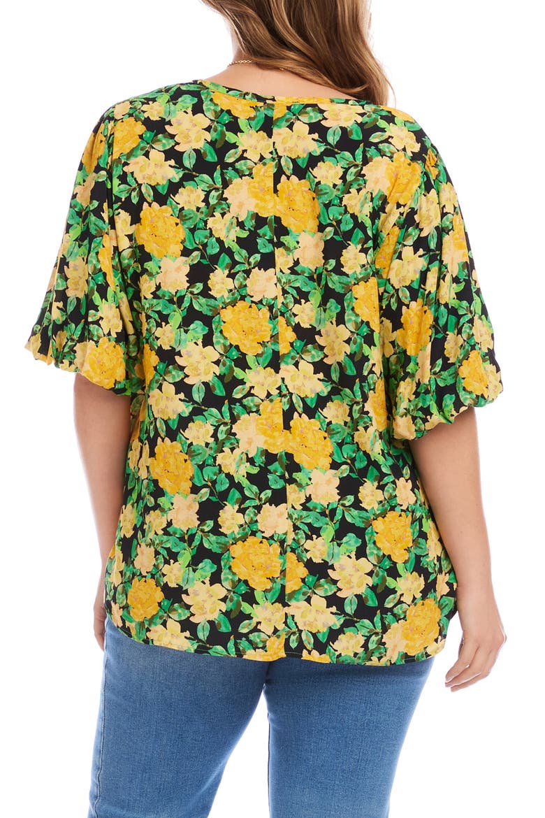 Floral Puff Sleeve Crepe Top, Alternate, color, FLORAL