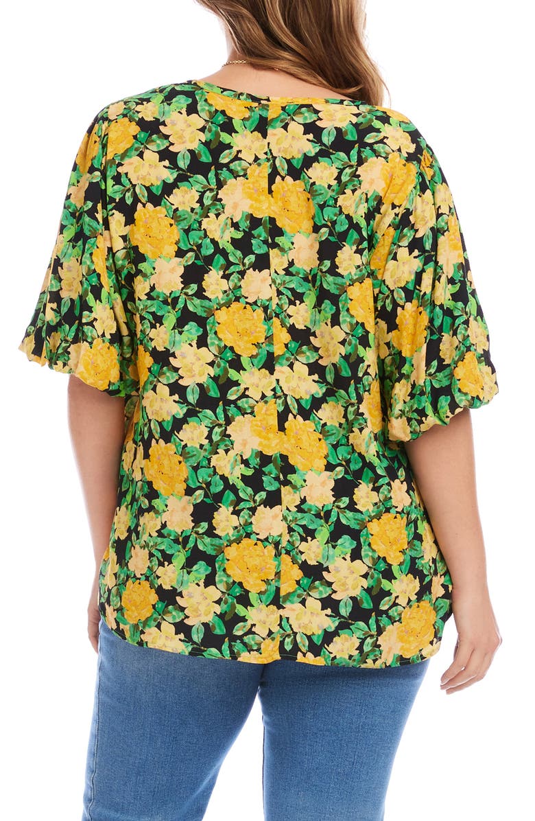 Karen Kane Floral Puff Sleeve Crepe Top, Alternate, color, Floral