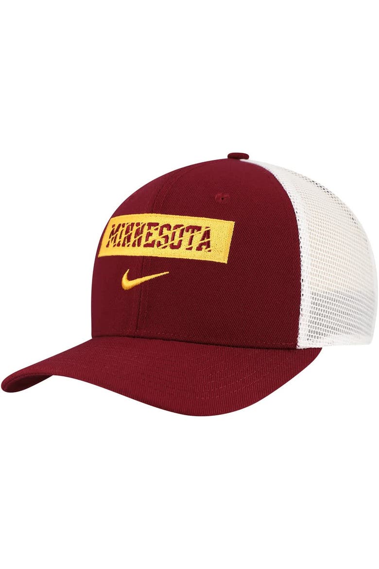 Men's Nike Maroon Minnesota Golden Gophers 2024/25 Sideline Rise Trucker Adjustable Hat, Main, color, Maroon