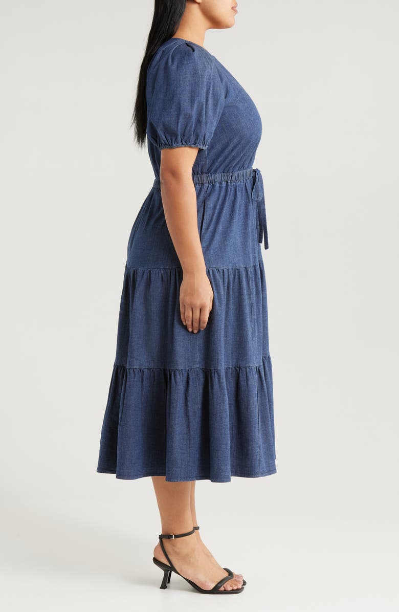Anne Klein Tiered Denim Midi Dress, Alternate, color,