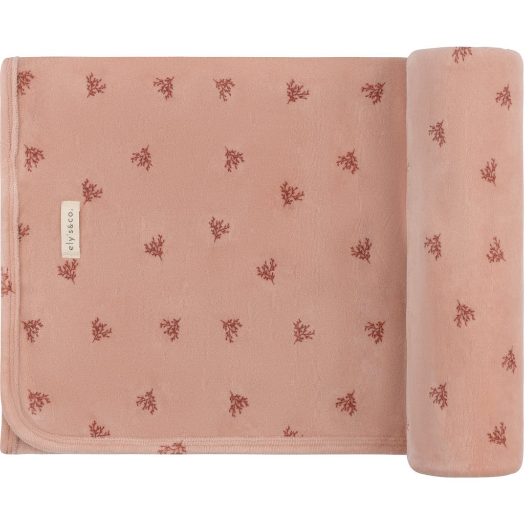 Ely's & Co. Velour Leaf Pattern Collection In Pink