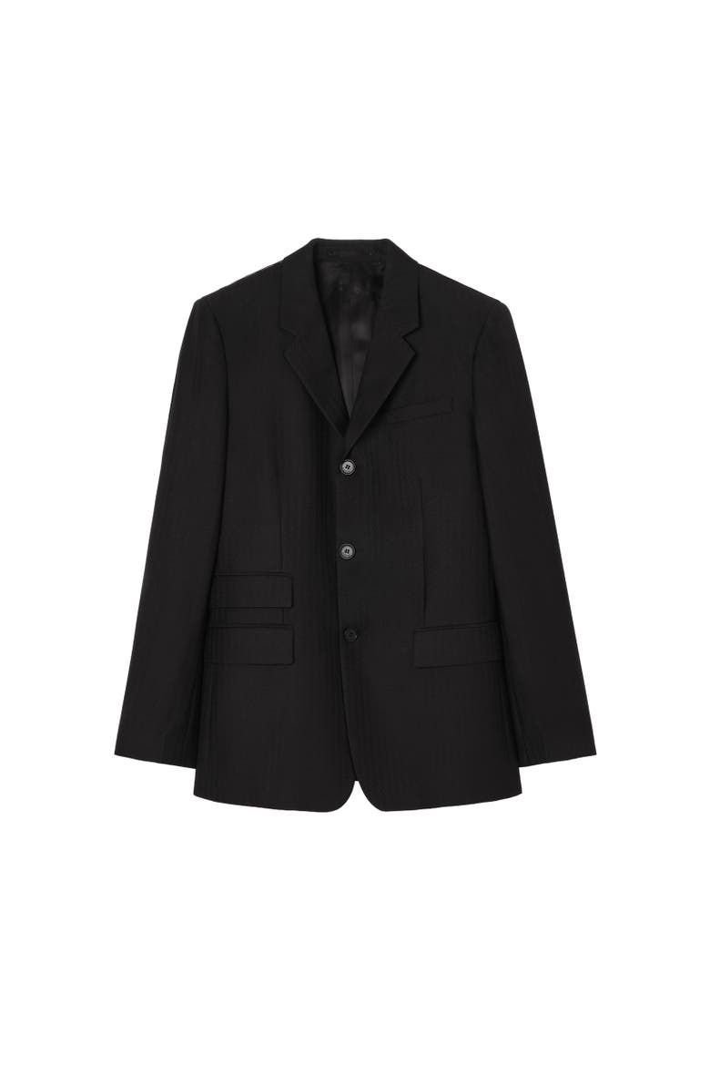Striped Wool Mohair Tailored Jacket, Alternate, color, Black