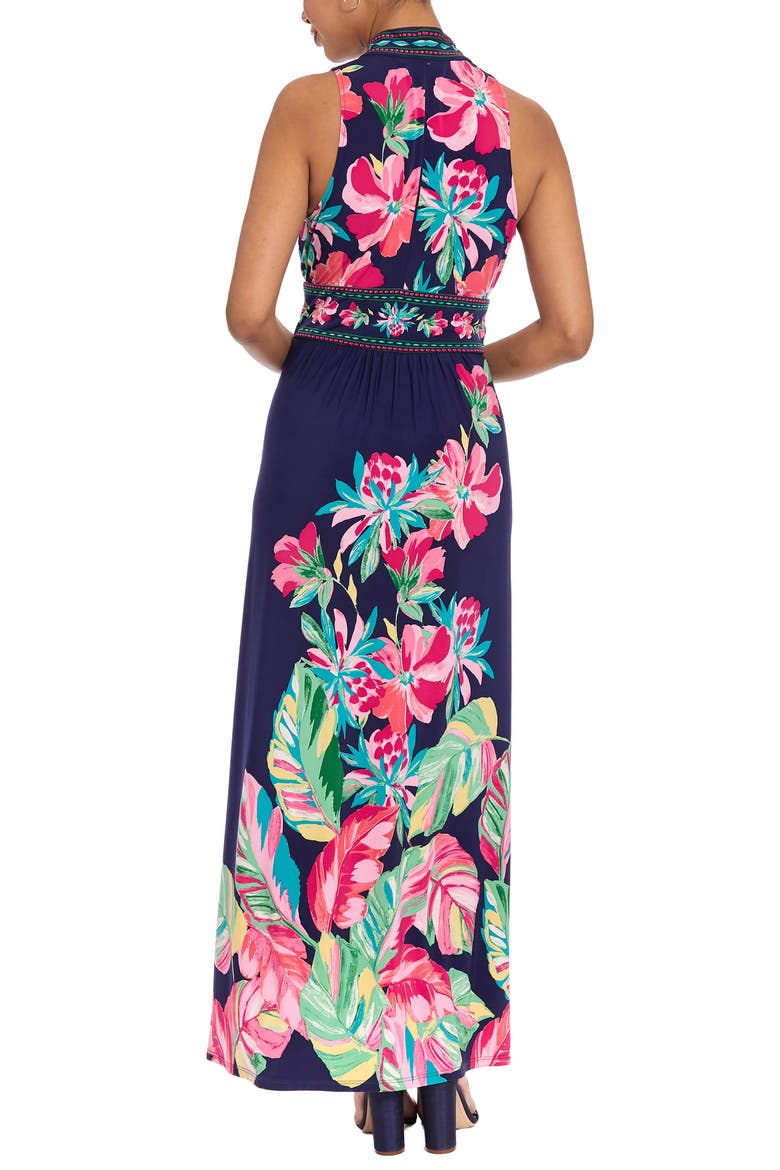 V-Neck Maxi Dress, Alternate, color, NAVY/ HOT PINK