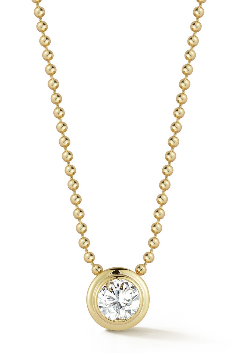 Round Moissanite Pendant Necklace, Main, color, GOLD