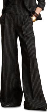Lauren Ralph Lauren Chalk Stripe Wide Leg Linen Pants