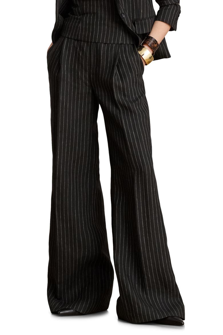Chalk Stripe Wide Leg Linen Pants video