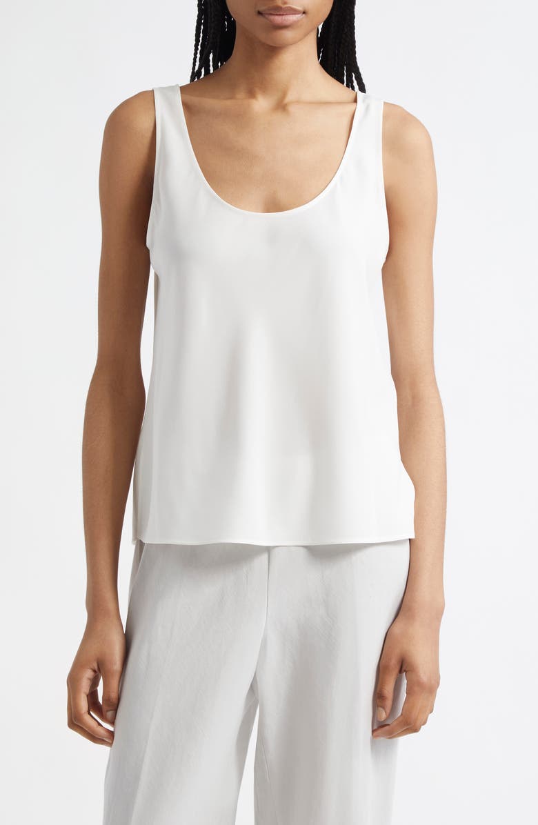 Vince Bias Stretch Silk Tank, Main, color, Off White
