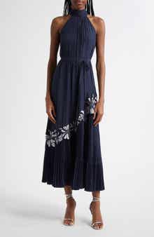 Ramy Brook Eleah Mixed Media Floral Embroidery Detail Dress