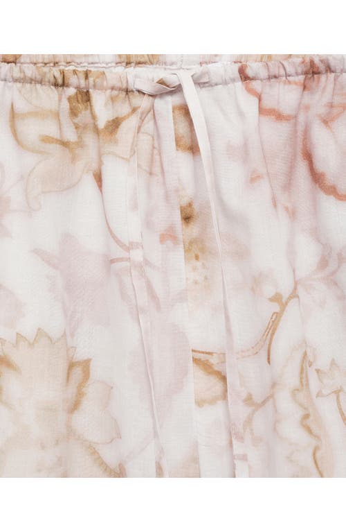 Mango Floral Pajama Pants In Light/pastel Grey
