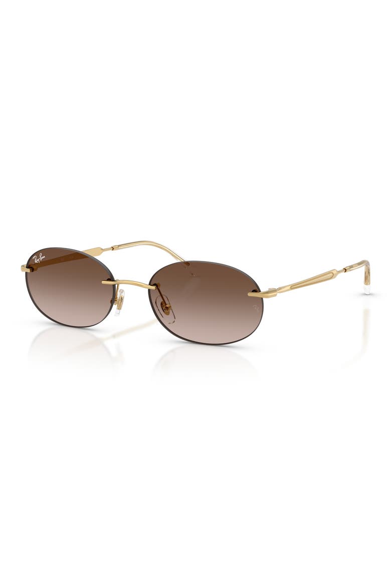 54mm Gradient Rimless Oval Sunglasses, Alternate, color, ARISTA / GRADIENT BROWN