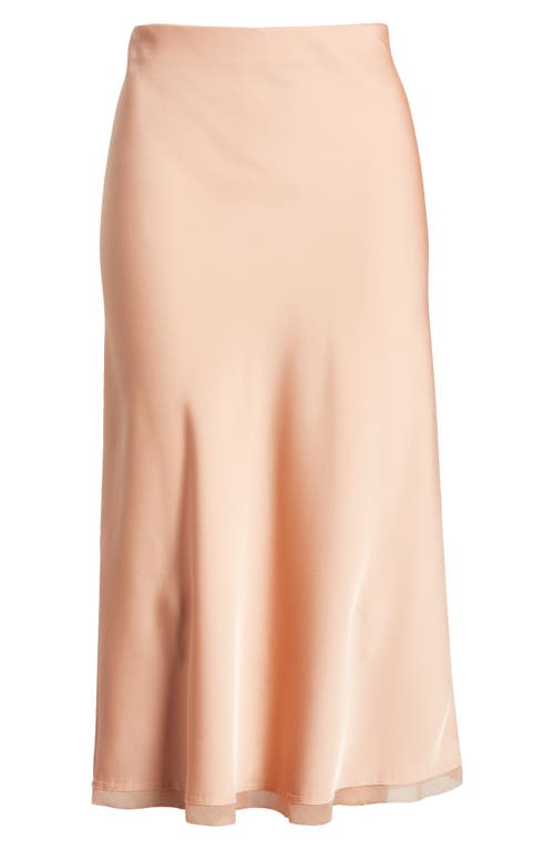Rue Sophie Kat Satin Midi Skirt In Cantaloupe