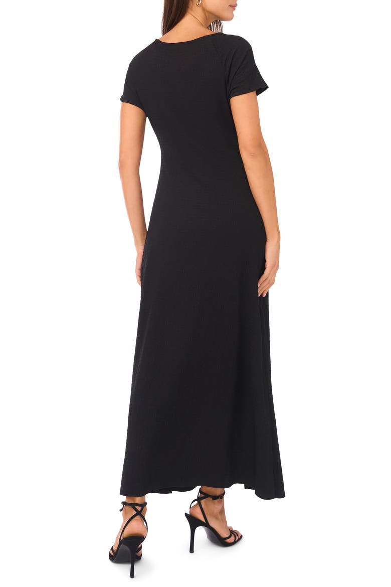 Side Ruched Stretch Cotton Maxi Dress, Alternate, color, RICH BLACK