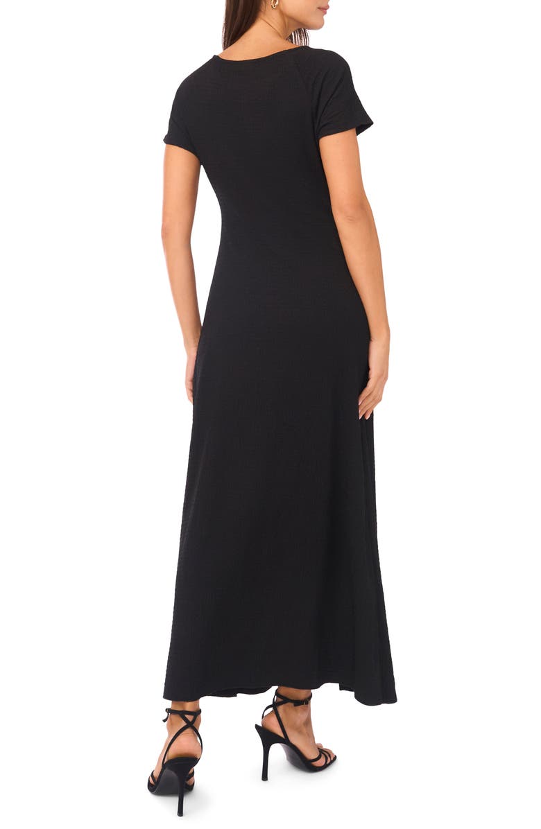 Vince Camuto Side Ruched Stretch Cotton Maxi Dress, Alternate, color, Rich Black