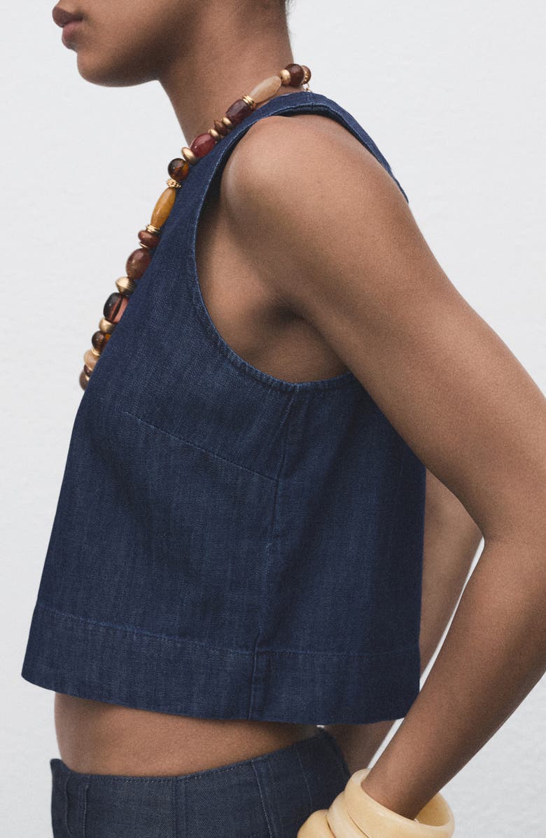 MANGO Denim Crop Top, Alternate, color, Open Blue