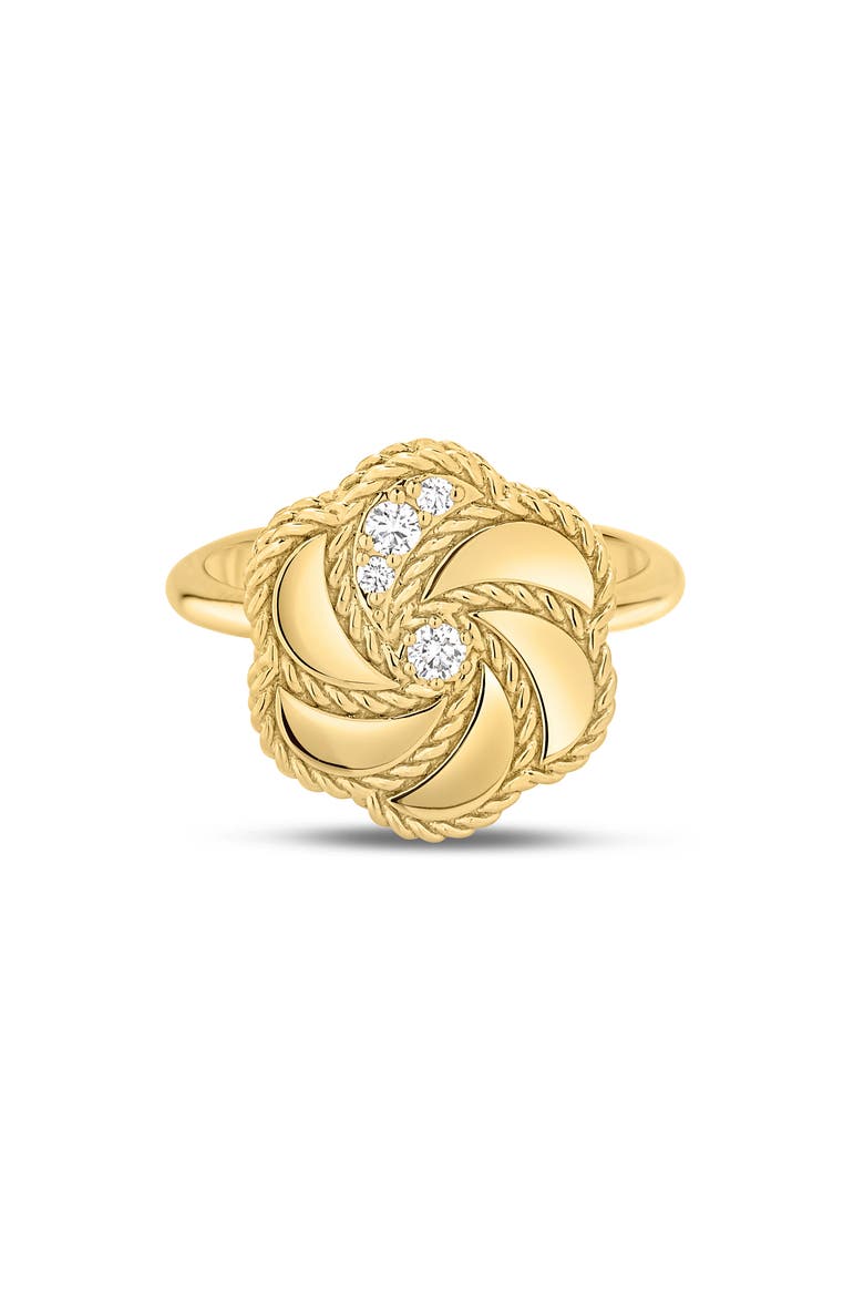 18K Yellow Gold Diamond Rose Ring (Nordstrom Exclusive), Main, color, METALLIC GOLD