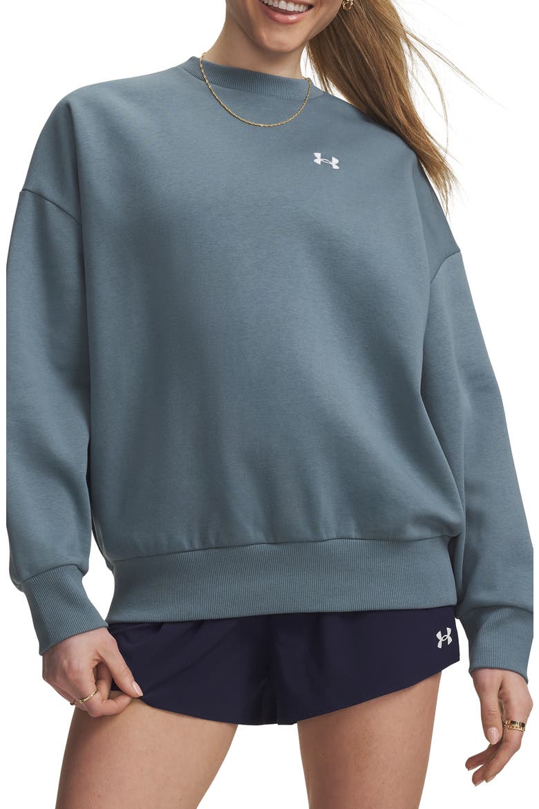 Rival Fleece Oversized Crewneck Sweatshirt, Main, color, JASPER BLUE