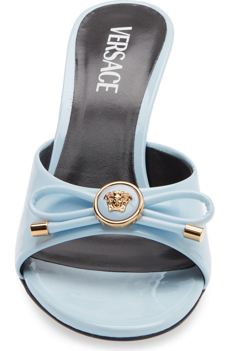 Versace Opera Bow Slide Sandal, Alternate, color, Pastel Blue Gold