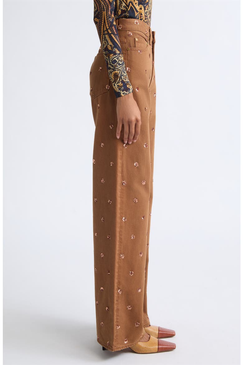 The Willow Embellished Wide Leg Jeans, Alternate, color, EMBELLISHED UMBER