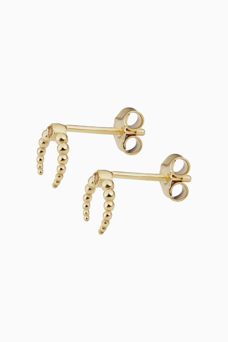14K Yellow Gold Wall St. Beaded Mini Studs, Alternate, color, Yellow Gold