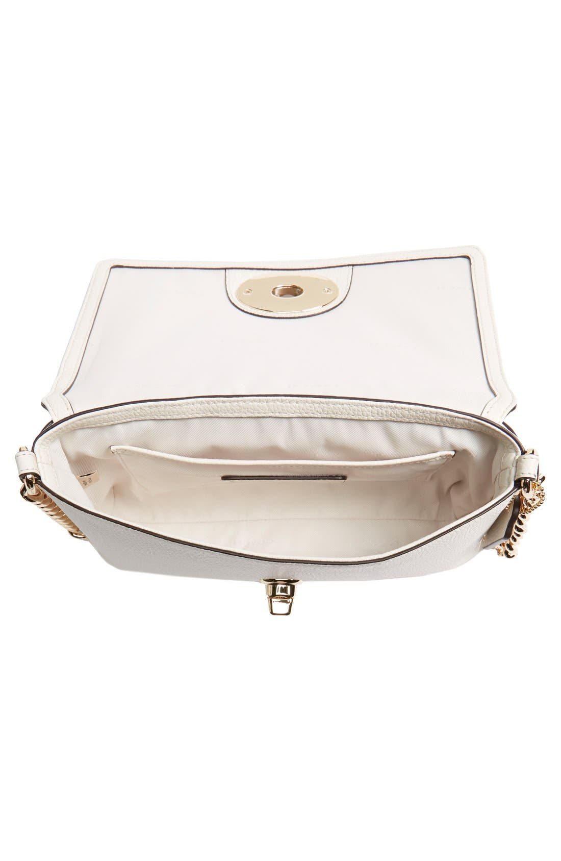 'Crosstown' Studded Floral Embellished Leather Crossbody Bag, Alternate, color, CHALK/ GOLD