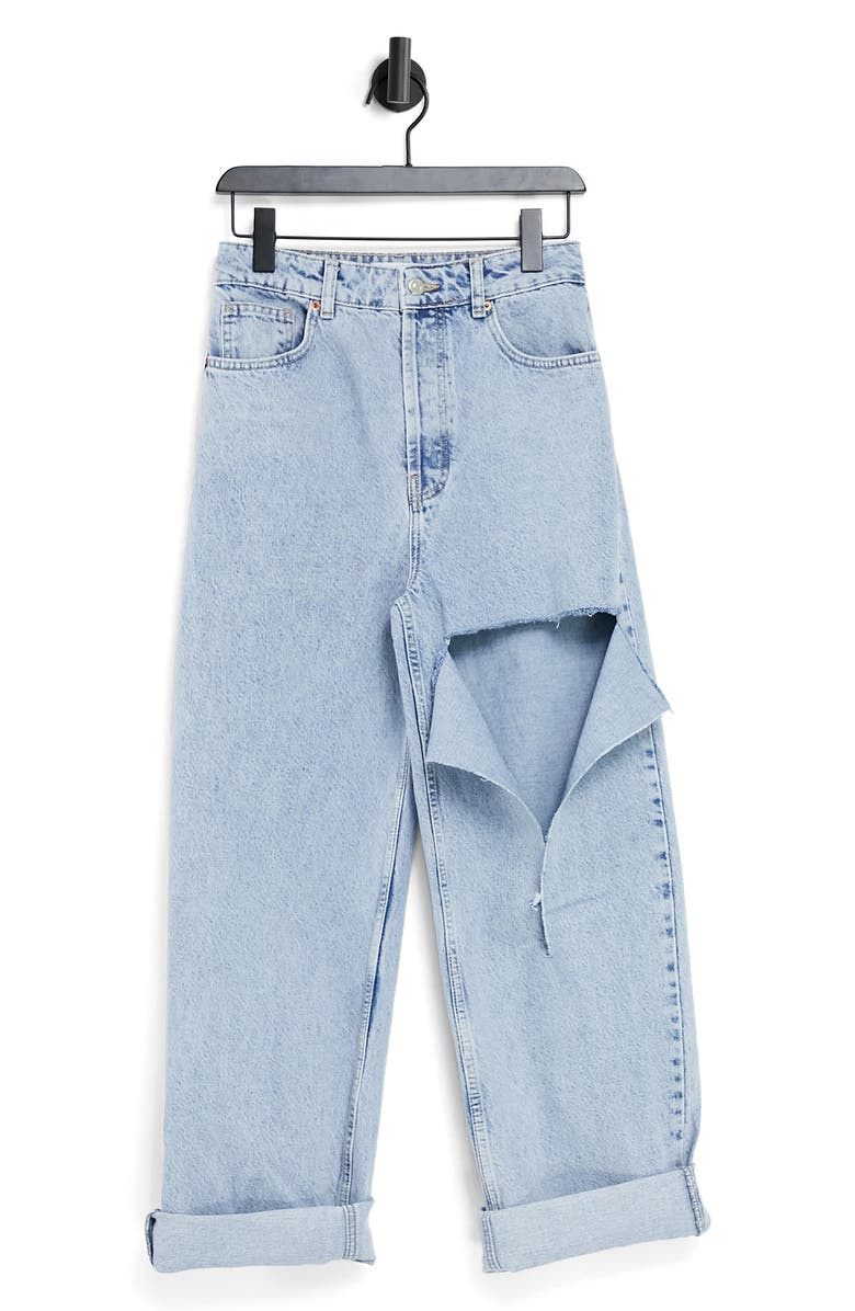 Topshop Ripped High Waist Oversize Mom Jeans, Main, color, 