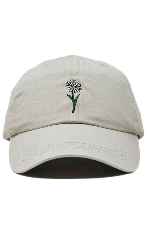 Dalix Daisy Embroidered Everyday Hat In Washed Stone White