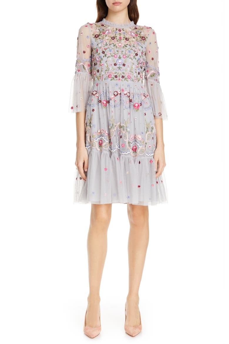 Dreamers Embroidered Tulle Dress, Main, color, DUSK BLUE