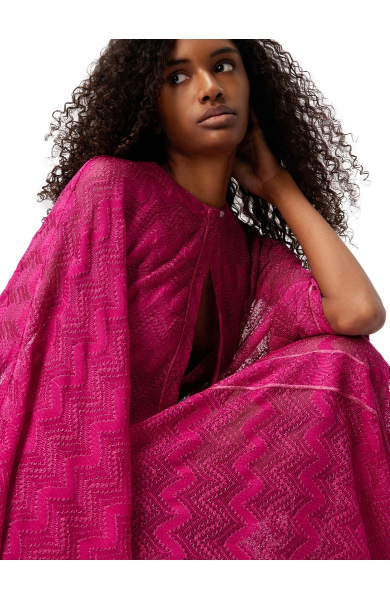 Missoni Long Cover-up Caftan In Zigzag Lamé Viscose, Alternate, color, Purple