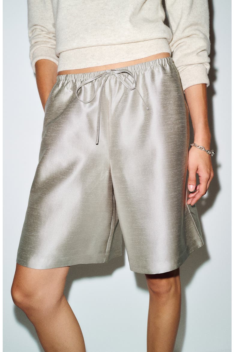 Sandy Satin Shorts, Alternate, color, FRENCH GREY