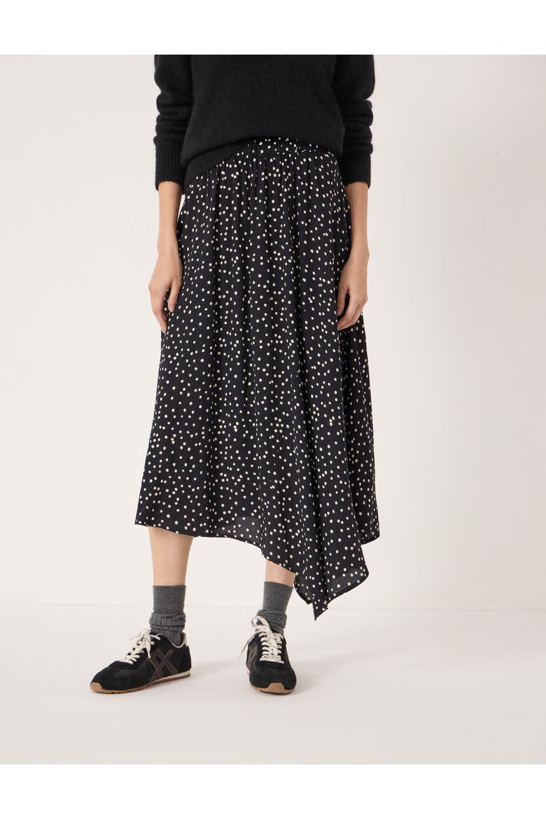Cesca Polka Dot Asymmetric Skirt, Main, color, Tiny Polka Dot Black