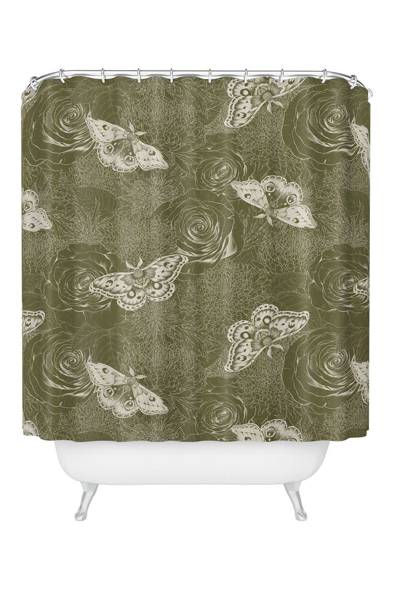 Shaded Lichen Shower Curtain, Main, color, GREEN