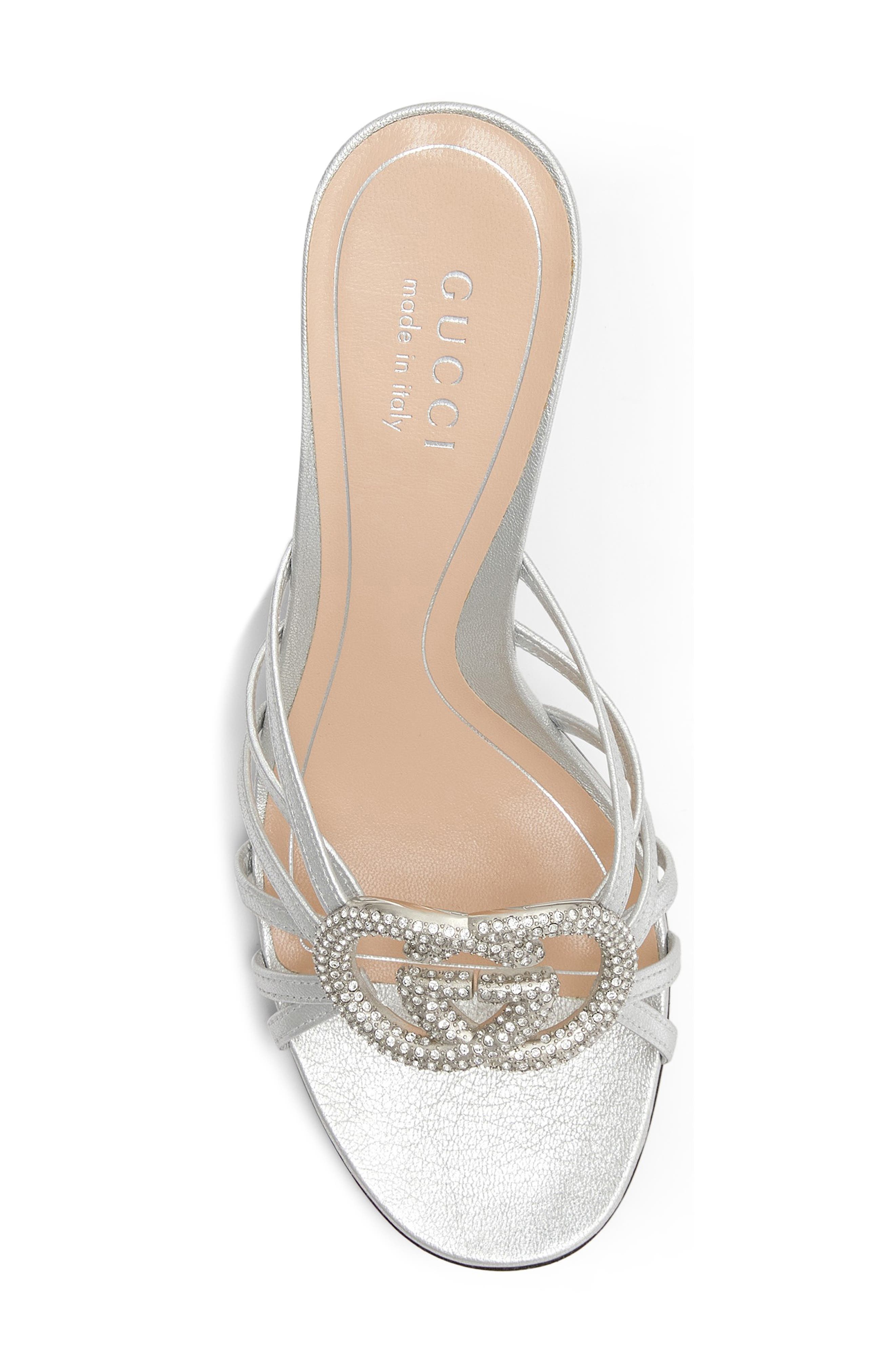 Gucci Alicia Strappy Slide Sandal, Alternate, color, Metallic Silver