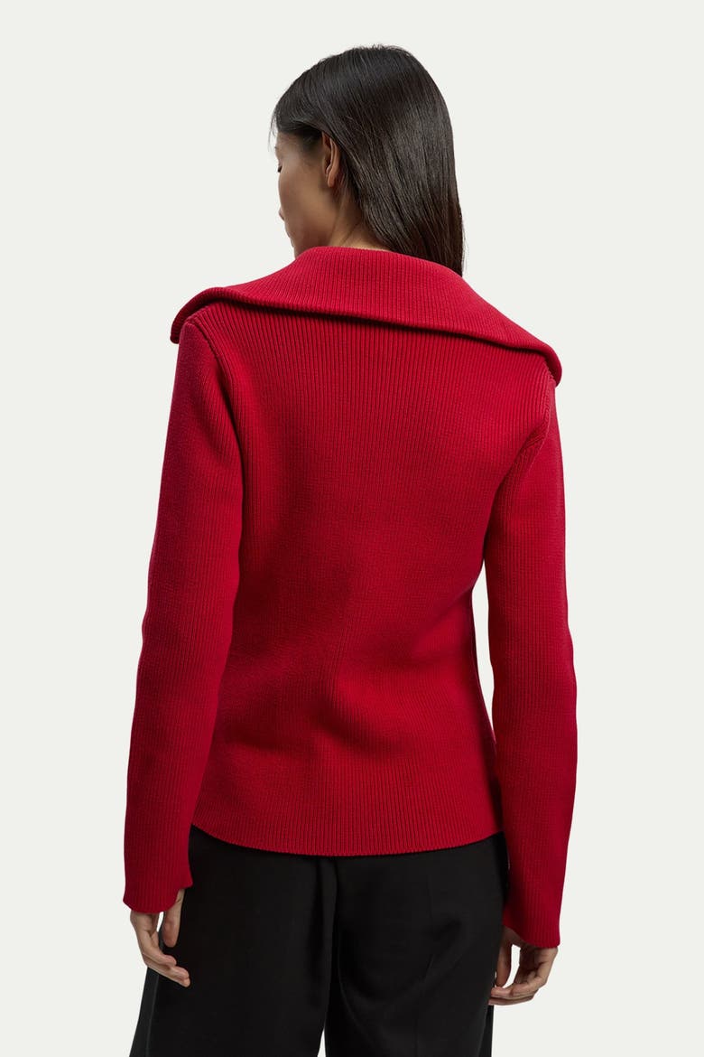 Cotton Zip Through Collar Knit Cardigan, Alternate, color, Red