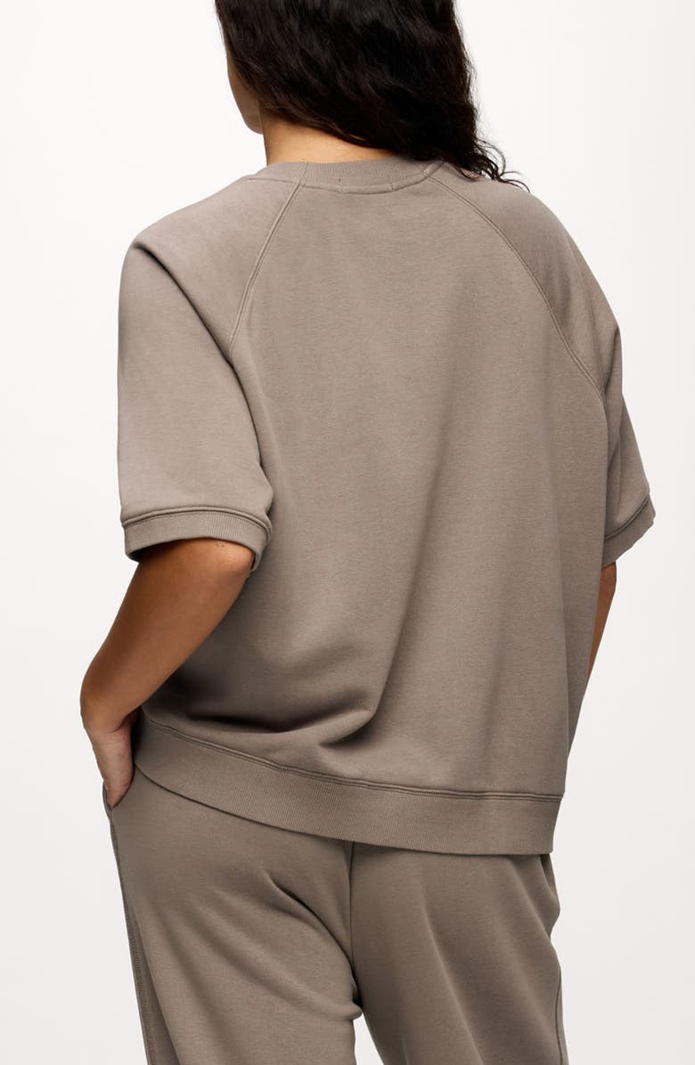 nuuds Elbow-Sleeve Cotton Blend French Terry Sweatshirt, Alternate, color, Cocoa