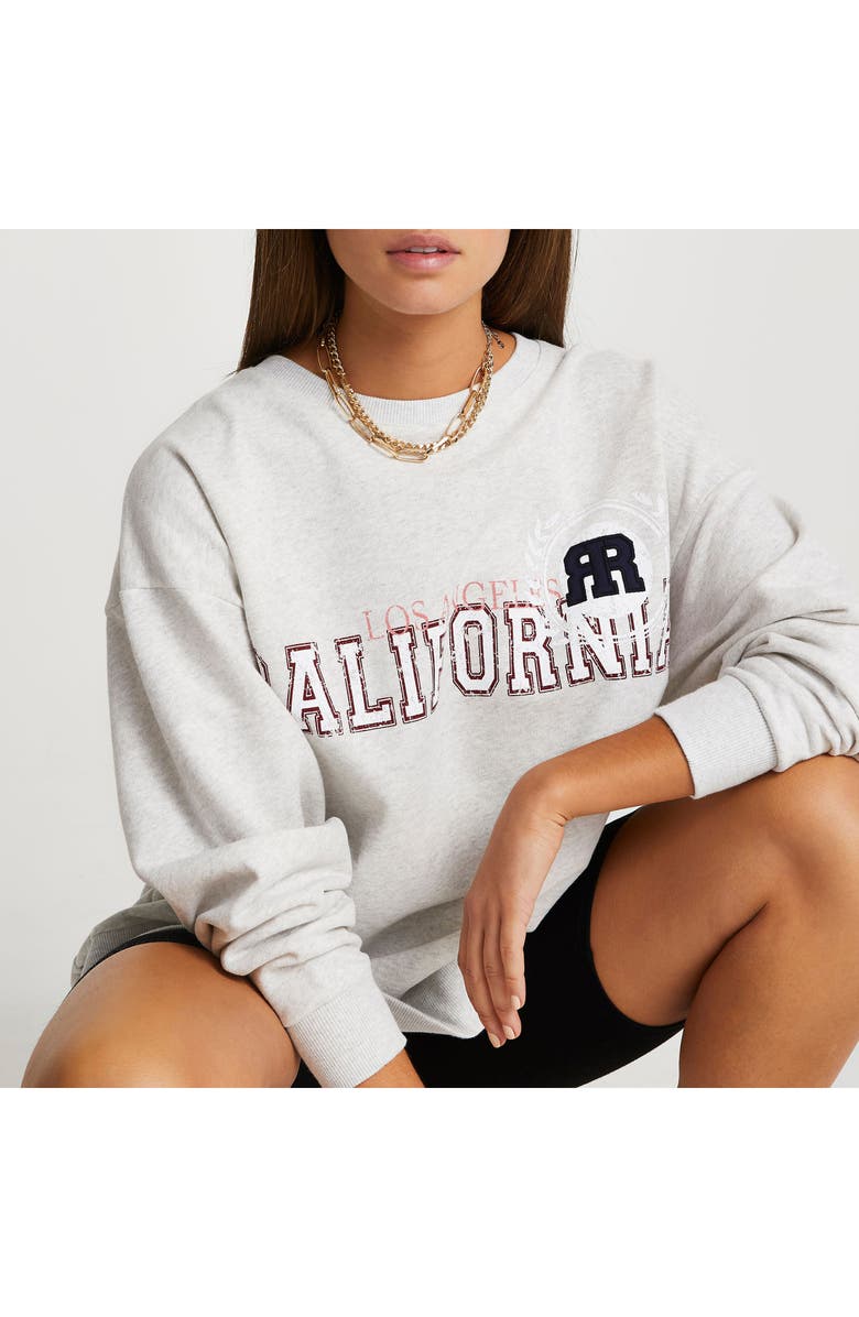 River Island California Graphic Sweatshirt, Alternate, color, Grey