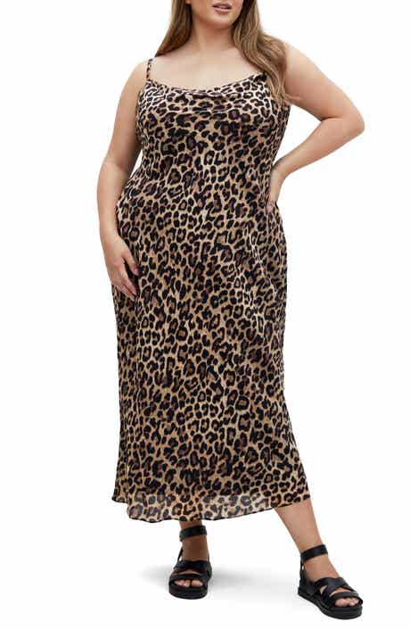 City Chic Kyra Leopard Print MIdi Slipdress