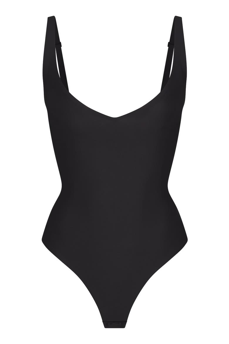 Body Core Sculpt Plunge Bodysuit, Alternate, color, ONYX