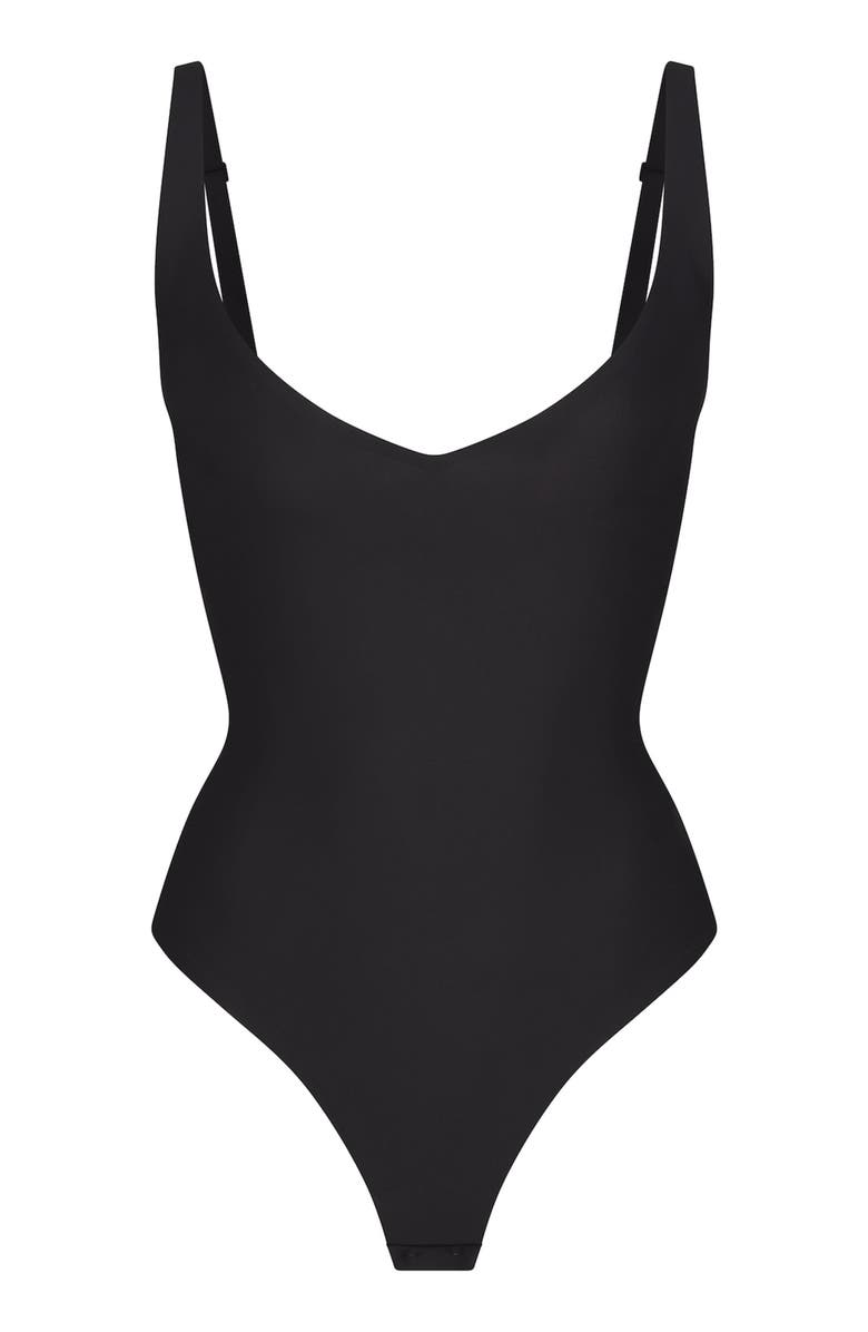 SKIMS Body Core Sculpt Plunge Bodysuit, Alternate, color, Onyx