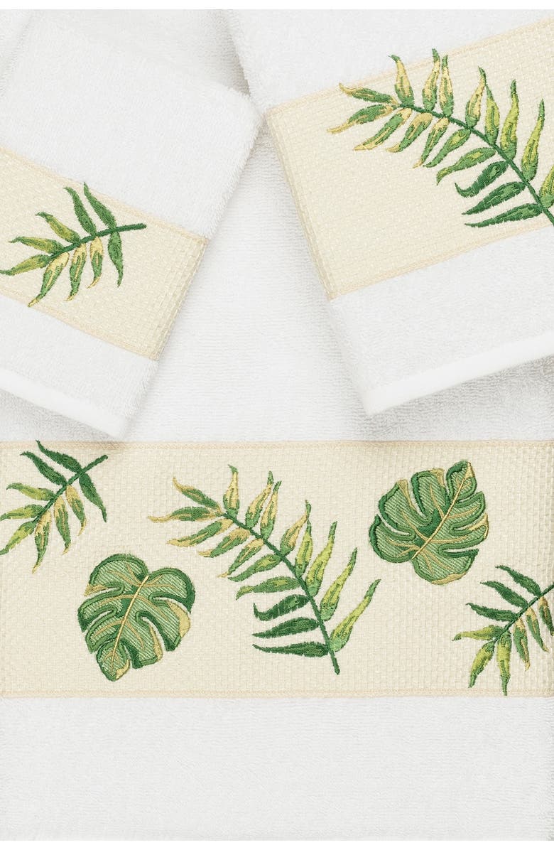 Linum Home Textiles Zoe 3-Piece Embellished Towel Set - White, Alternate, color, White