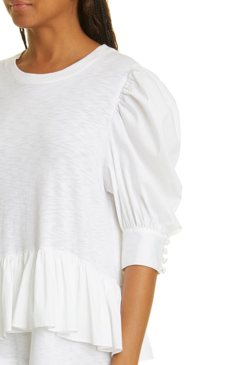 Cinq à Sept Shara Ruffle Cotton Minidress, Alternate, color, White