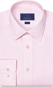David Donahue Trim Fit Microcheck Cotton Dobby Dress Shirt