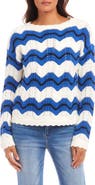 Karen Kane Zigzag Pointelle Stitch Cotton Blend Sweater