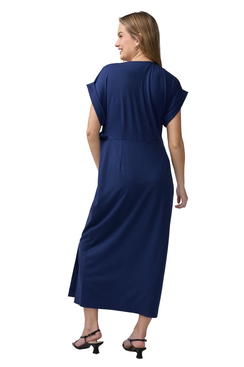 Essential Wrap Maternity Midi Dress, Alternate, color, Navy