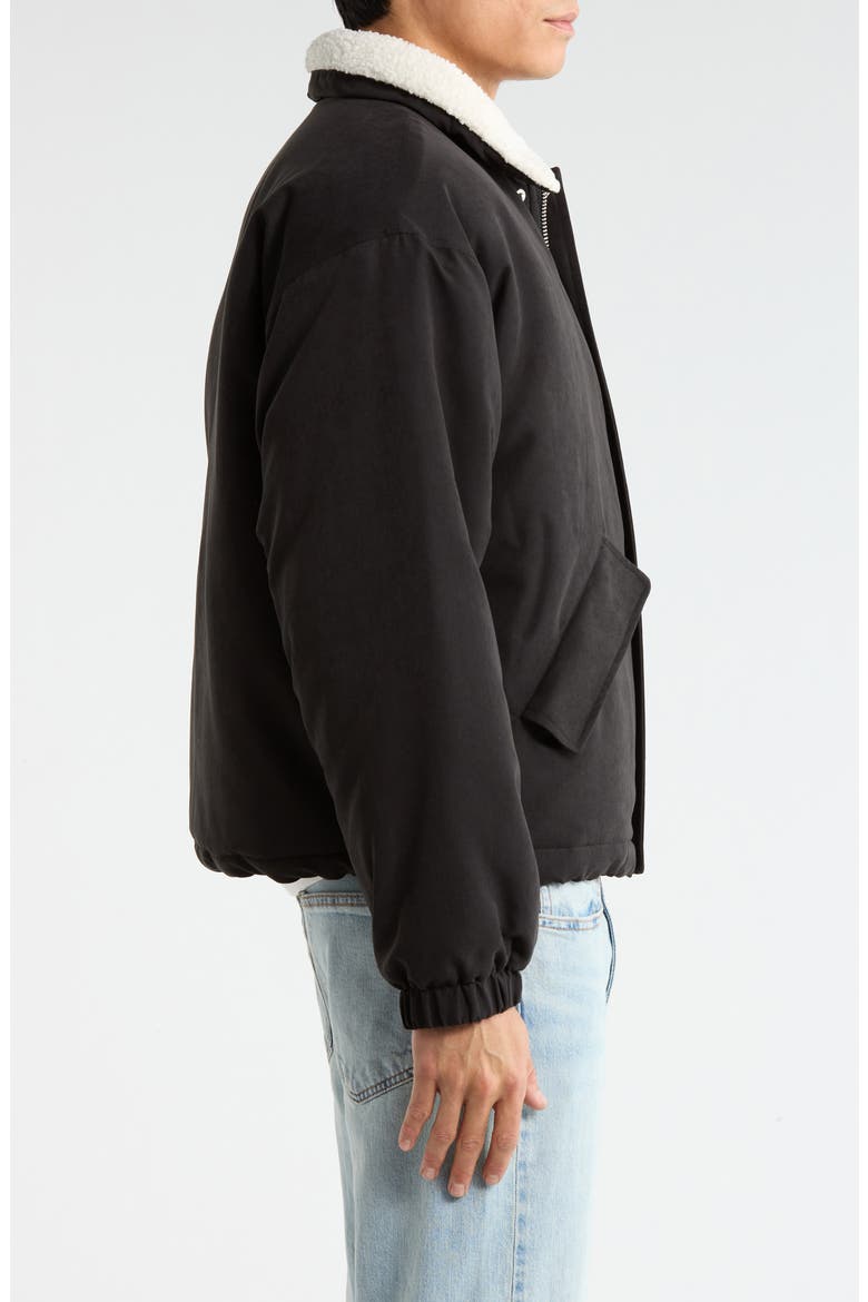 Pilot Puffer Jacket with Faux Shearling Collar, Alternate, color, BLACK