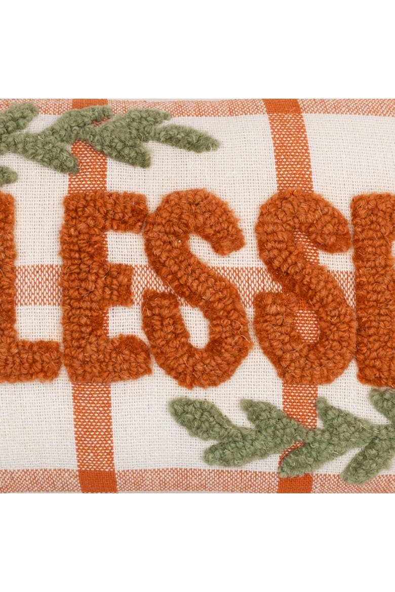 Harvest Blessed Hooked Throw Pillow 12" x 8", Alternate, color, Orange