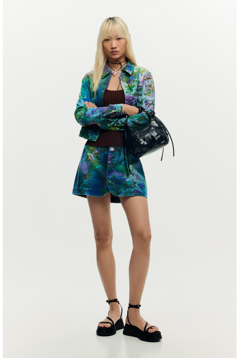 Denim Miniskirt, Alternate, color, DARK BLUE