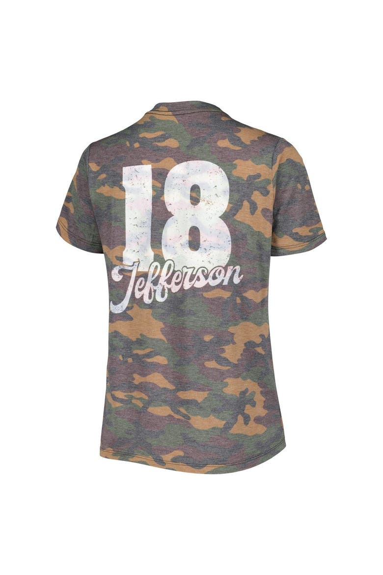 Women's Justin Jefferson Camo Minnesota Vikings Name & Number Tri-Blend V-Neck T-Shirt, Alternate, color, Camo