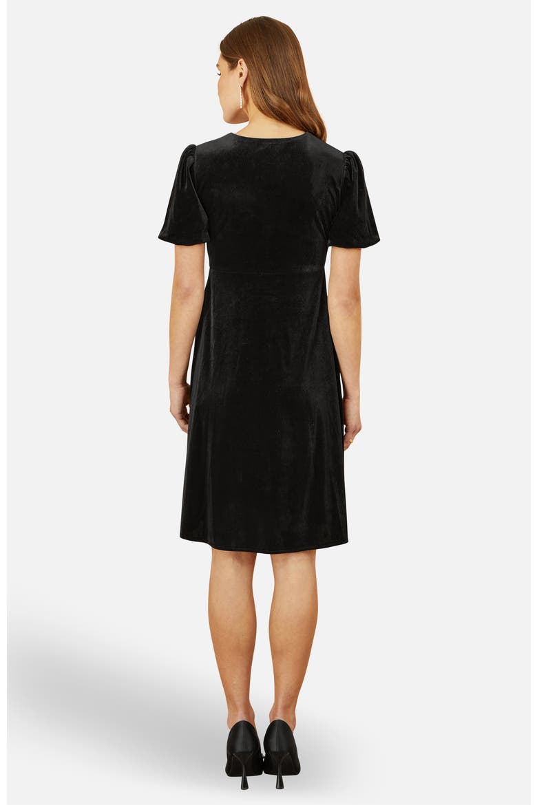 Velvet Diamante Detail Skater Dress, Alternate, color, Black